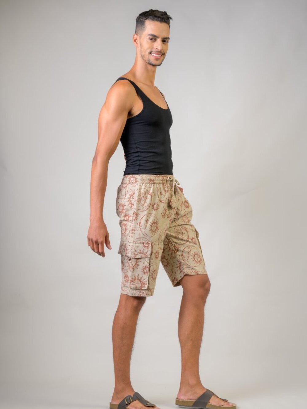 35.) Rhea Sun Moon Print Shorts - Picture 3 of 4